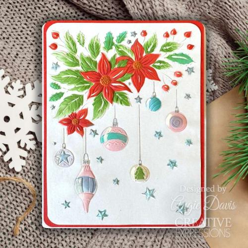 Creative Expressions Poinsettias & Baubles 5 in x 7 in 3D Embossing Folder