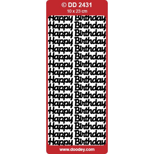 Peel-Off Stickers 10√ó23 cm - Happy Birthday (Large) - Gold - 101