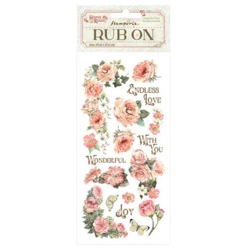 Stamperia House of Roses Rub-On 4x8,5 Inch Writings and Roses (DFLRB152)