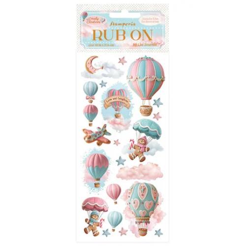 Stamperia - Candy Christmas Hot-Air Balloons Rub-ons from the Candy Christmas Collection