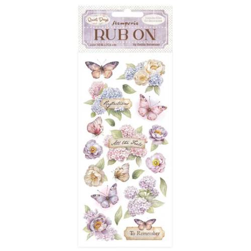 Stamperia Quiet Days Rub-On 8,33x2,36 Inch Hydrangea and Butterfly (DFLRB202)