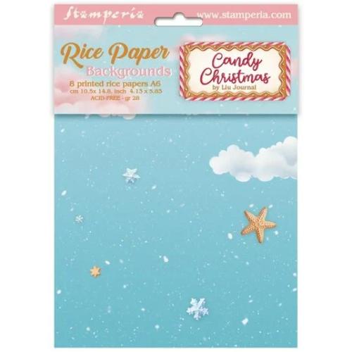Stamperia Candy Christmas A6 Rice Paper Backgrounds (8pcs) (DFSAK6043)