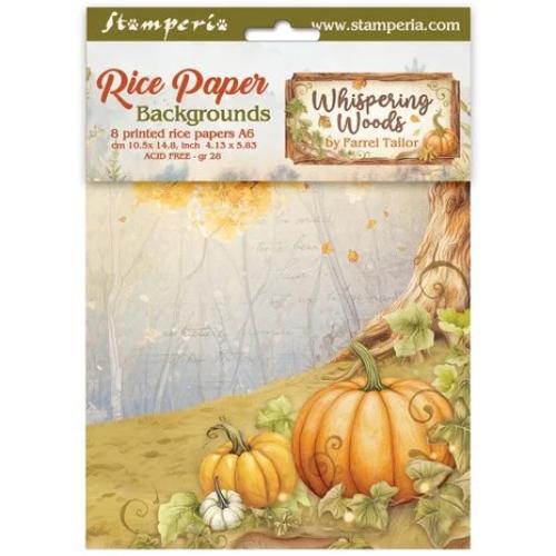 Stamperia Whispering Woods A6 Rice Paper Backgrounds (8pcs) (DFSAK6045)
