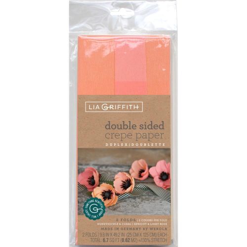 Double-Sided Extra Fine Crepe Paper 2/Pkg Honeysuckle/Coral & Apricot/Light Rose