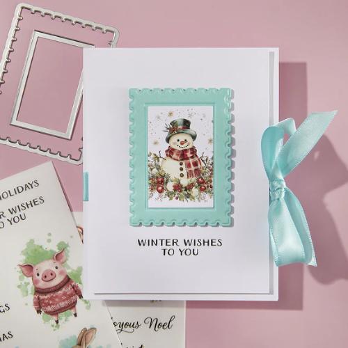 Spellbinders - Postage Stamps 3D Emboss & Cut Folder from the Holiday Magic Collection