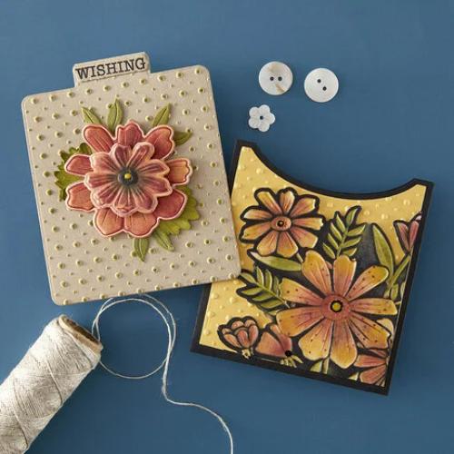 Spellbinders - Polka Dot & Posy Duo 3D Embossing Folder from the Tabbed Classics Collection by Wendy Vecchi