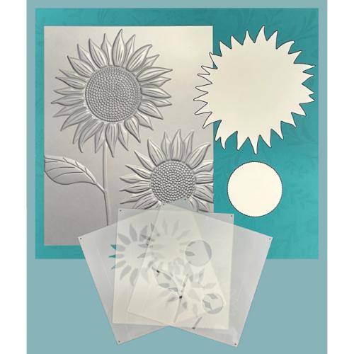 Gina K Designs - BUNDLE- Dazzling Sunflower 3D Embossing Folder, Die and Stencil