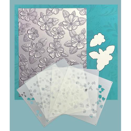 Gina K Designs BUNDLE- Dainty Flower Field - 3D Embossing Folder, Die and Stencil - Postage as per Actual