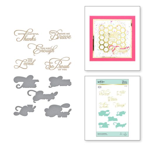 Spellbinders - Heart Felt Sentiments Glimmer Hot Foil Plate & Die Set Sweet Cardlets by Becca Feeken