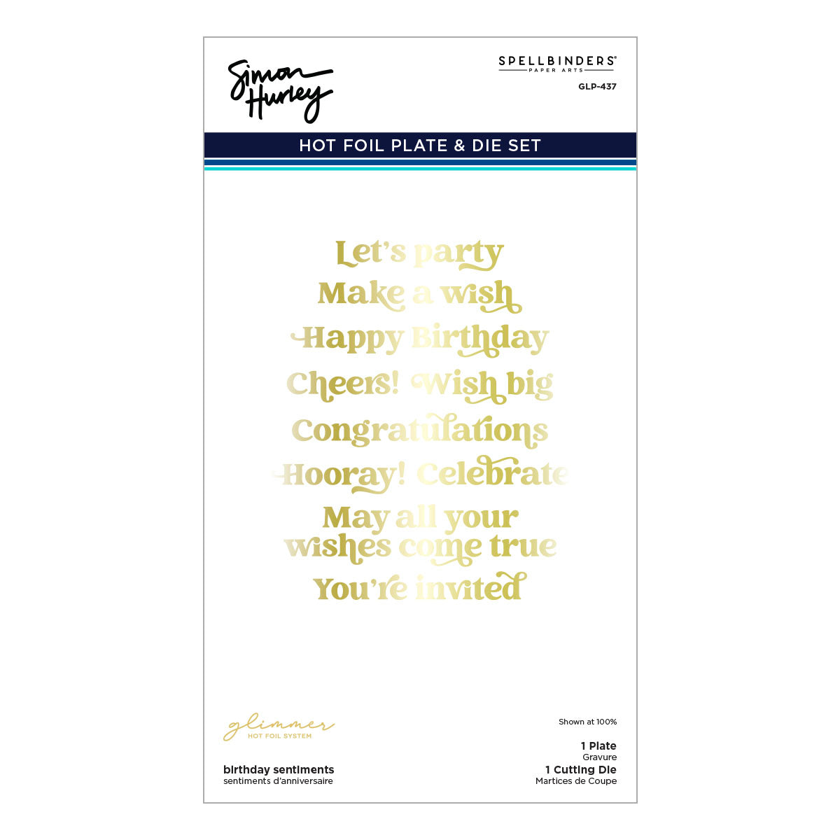 Spellbinders - Birthday Sentiments Glimmer Hot Foil Plate & Die Set