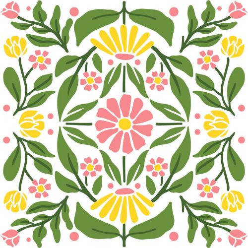 Honey Bee Stamps - Folk Art Daisy - Set Of 4 Layering Background Stencils