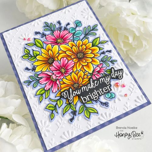 Honey Bee Stamps - Daisy Layers Bouquet - Set Of 6 Coordinating A2 Stencils