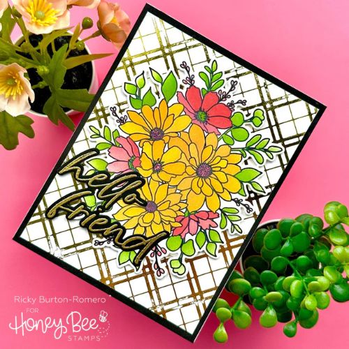 Honey Bee Stamps - Daisy Layers Bouquet - Set Of 6 Coordinating A2 Stencils