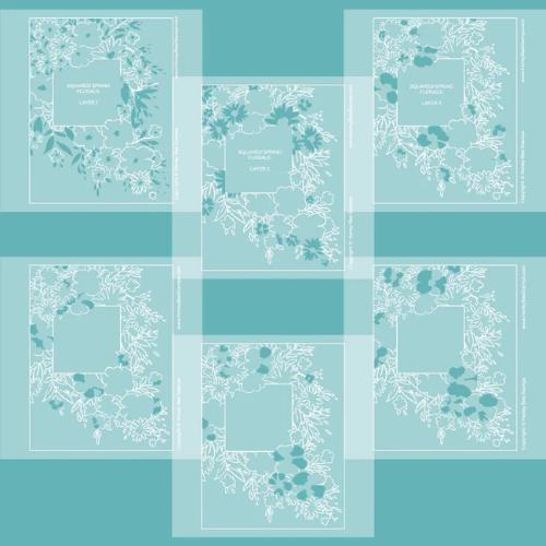 Honey Bee Stamps - Squared Spring Florals - Set of 6 Coordinating Stencils