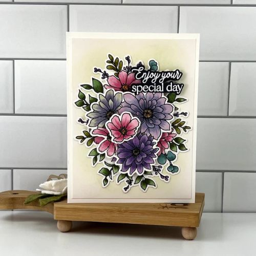 Honey Bee Stamps - Daisy Layers Bouquet - 6x8 Stamp Set