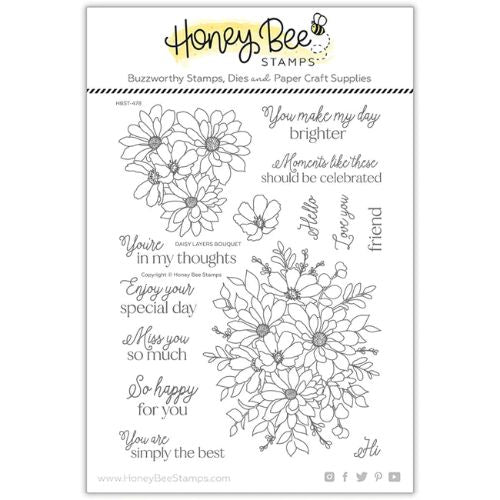 Honey Bee Stamps - Daisy Layers Bouquet - 6x8 Stamp Set