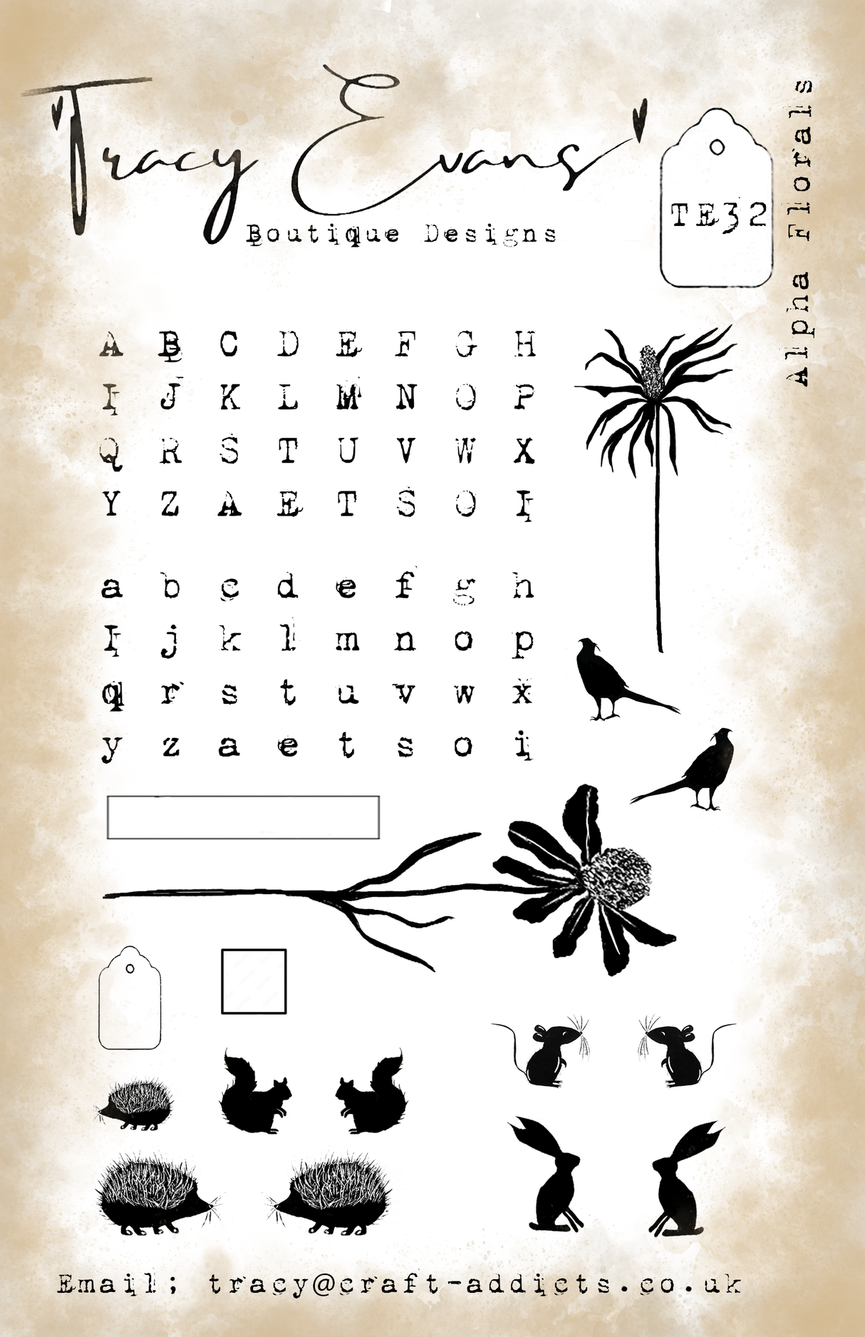 Tracy Evans - Alpha Florals (A5 Stamp) (TE032)