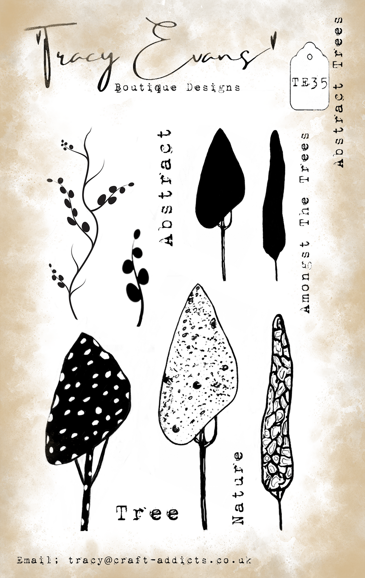 Tracy Evans - Abstract Trees (A6 stamp) (TE035)
