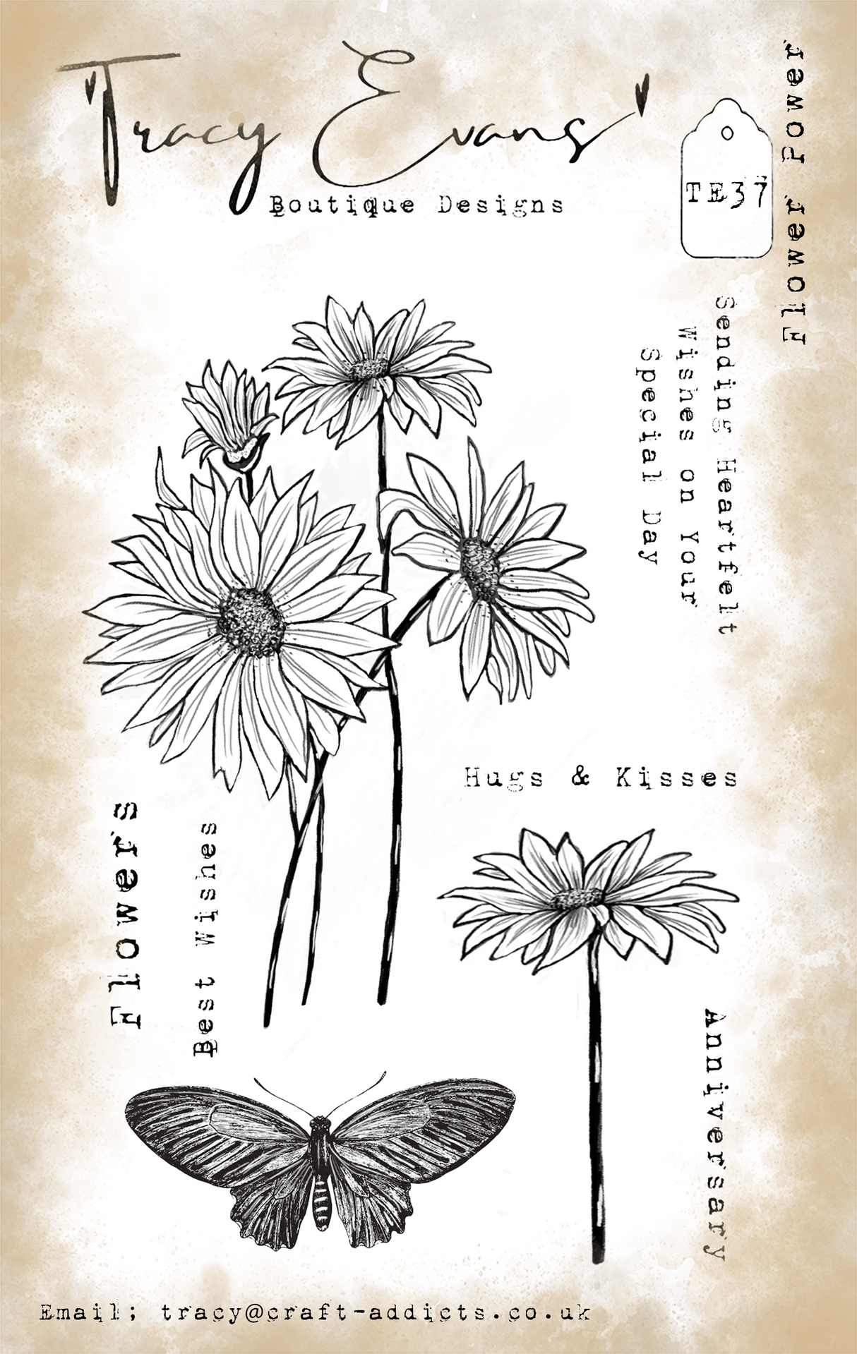 Tracy Evans - Flower Power (A6 stamp) (TE037)