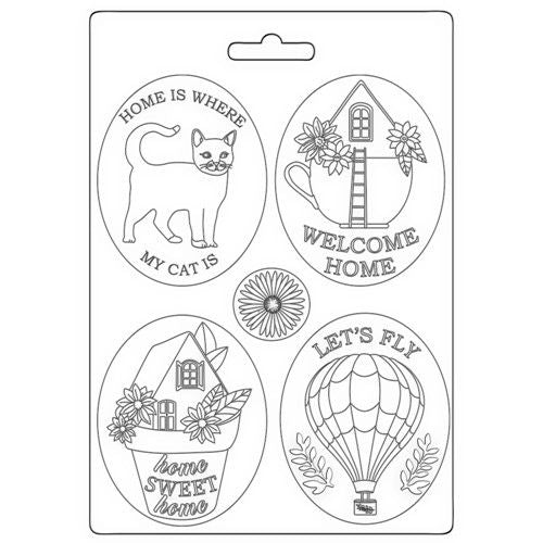 Stamperia -  Soft Mould A5 - Create Happiness Welcome Home, Plates