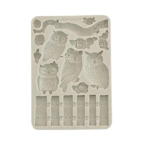 Stamperia The Owl's House A5 Silicon Mould Owls and Branch (KACMA585)
