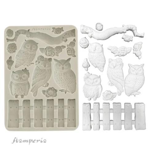 Stamperia The Owl's House A5 Silicon Mould Owls and Branch (KACMA585)