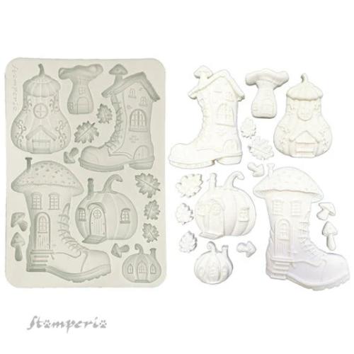 Stamperia Whispering Woods A5 Soft Mould Boots and Pumpikin House (KACMA586)