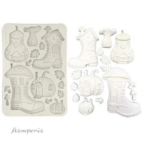 Stamperia Whispering Woods A5 Soft Mould Boots and Pumpikin House (KACMA586)
