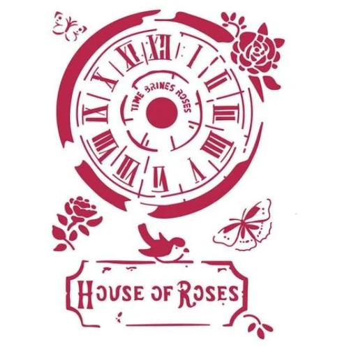 Stamperia Stencil A4 Clock House of Roses (KSG442)