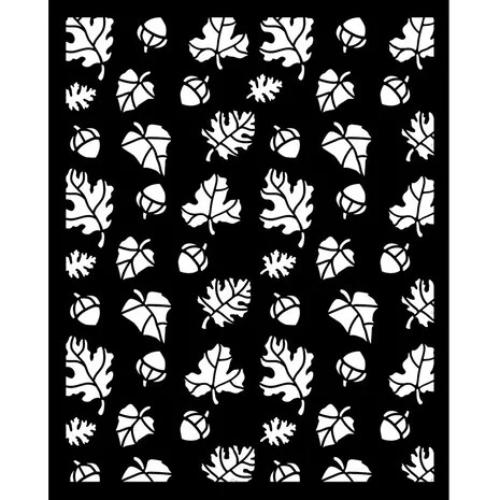 Stamperia Whispering Woods Thick Stencil 20x25cm Leaves and Acorns Pattern (KSTD187)
