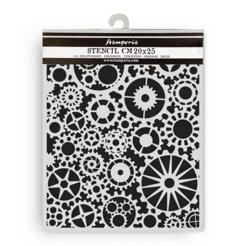 Stamperia Voyages Fantastiques Thick Stencil 20x25cm Gears Pattern (KSTD188)