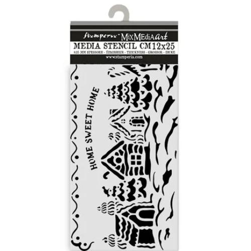 Stamperia Candy Christmas Thick Stencil 12x25cm Village (KSTDL123)