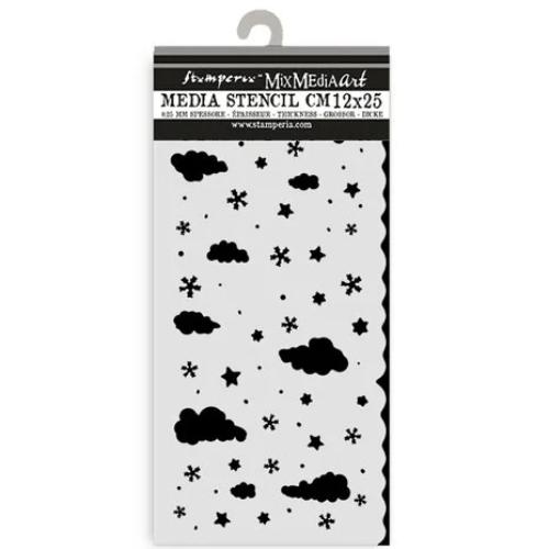 Stamperia Candy Christmas Thick Stencil 12x25cm Clouds (KSTDL124)