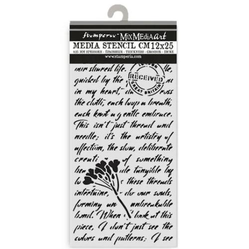 Stamperia Quiet Days Thick Stencil 12x25cm Manuscript (KSTDL136)