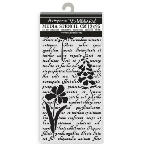 Stamperia Herbarium Silvae Thick Stencil 12x25cm Letter with Flowers (KSTDL138)