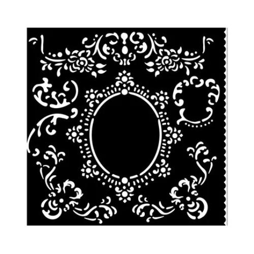 Stamperia House of Roses Thick Stencil 18x18cm Border with Frame (KSTDQ121)