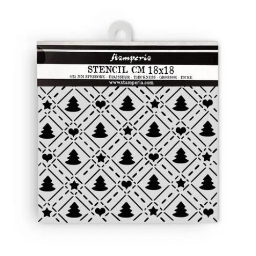Stamperia Candy Christmas Thick Stencil 18x18cm Tree Pattern (KSTDQ123)