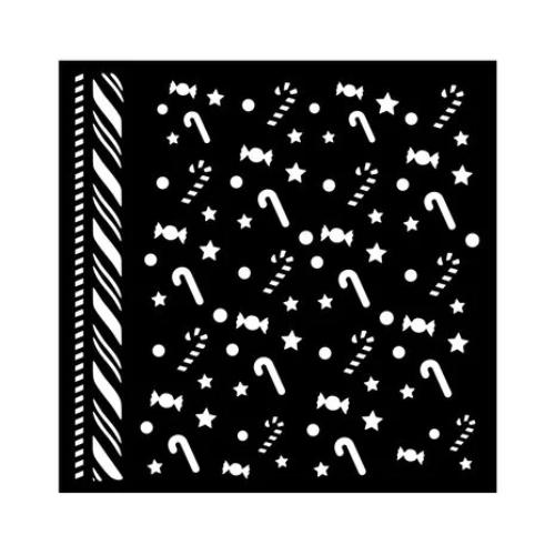 Stamperia Candy Christmas Thick Stencil 18x18cm Candycanes Pattern (KSTDQ124)