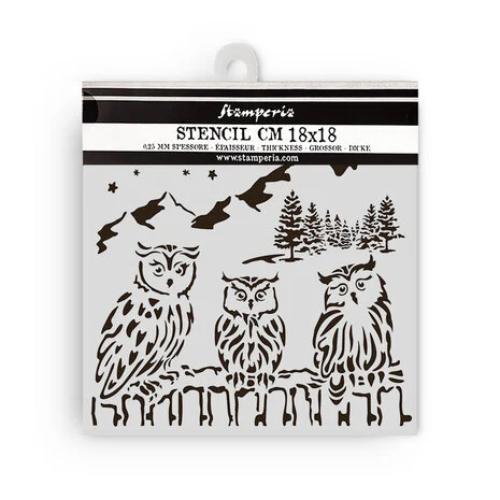 Stamperia The Owl's House Thick Stencil 18x18cm Owls (KSTDQ125)