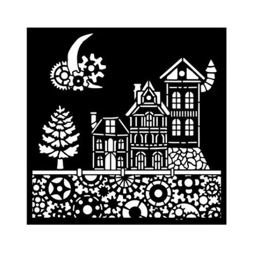 Stamperia Gear up for Christmas Thick Stencil 18x18cm Houses (KSTDQ129)