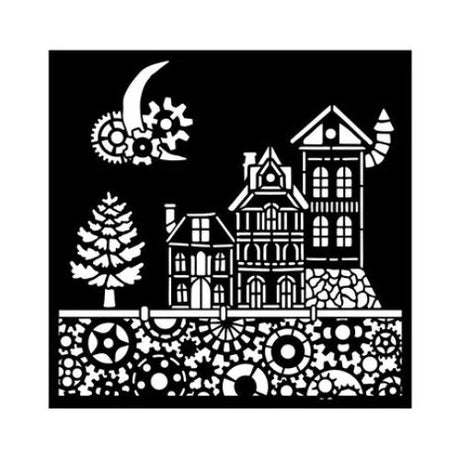 Stamperia Gear up for Christmas Thick Stencil 18x18cm Houses (KSTDQ129)