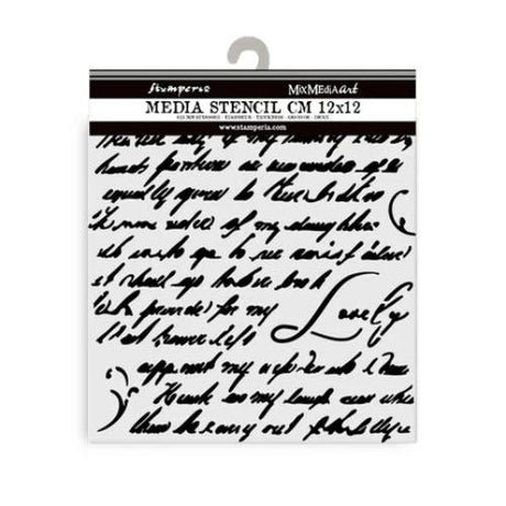 Stamperia Masquerade Thick Stencil 12x12cm Handwriting (KSTDS10)