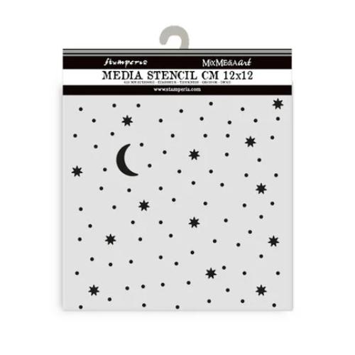 Stamperia - Alice in Christmas Thick Stencil 12x12cm Stars and Moon (KSTDS57)