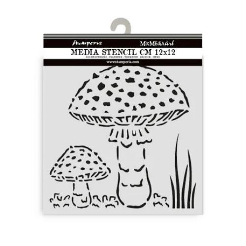 Stamperia Whispering Woods Thick Stencil 12x12cm Mushrooms (KSTDS59)