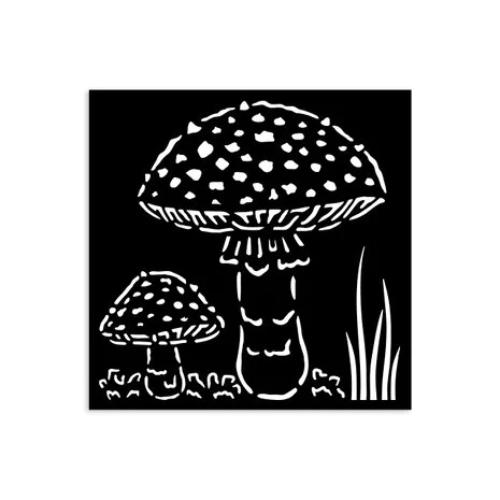 Stamperia Whispering Woods Thick Stencil 12x12cm Mushrooms (KSTDS59)