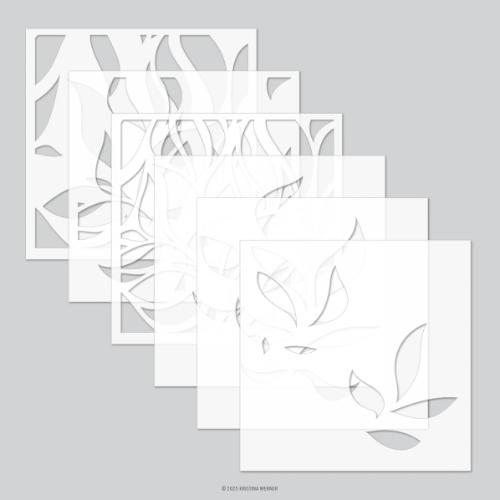 Concord & 9th - Long Line Leaves Stencil Pack (6 qty; 6 x 6)