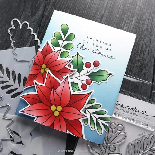 Concord & 9th - Winter Greenery Stamp Set (6 x 8), Stencil Pack (3 qty; 6 x 6) and Die Bundle - Postage as per Actual