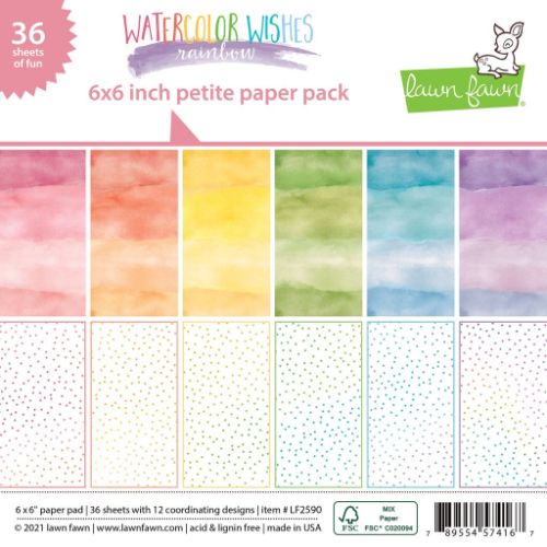 Lawn Fawn - Paper - Watercolor Wishes Rainbow - Petite Paper Pack