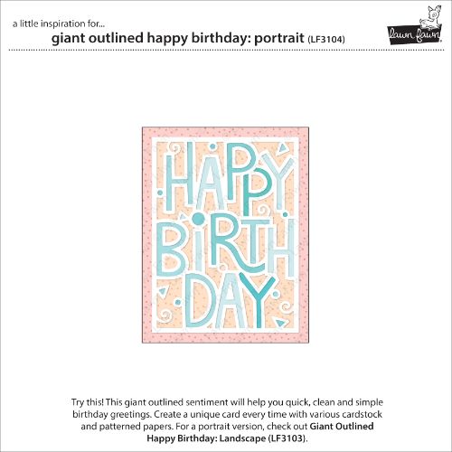Lawn Fawn - Lawn Cuts - Giant Outlined Happy Birthday: Portrait Die