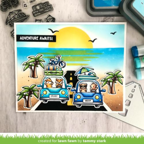 Lawn Fawn - Stamps - Car Critters Road Trip Add-On